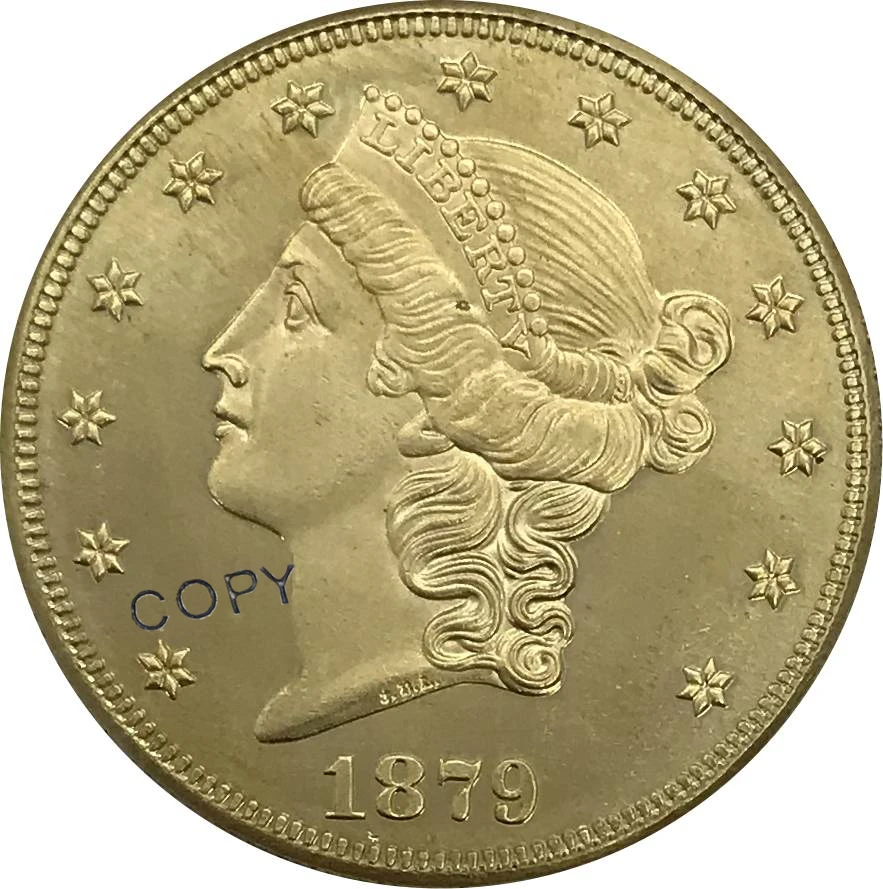 

1879 CC Соединенные Штаты 20 двадцать долларов голова свободы двойной Орлан с девизом Золотая монета латунные коллекционные предметы копия мон...