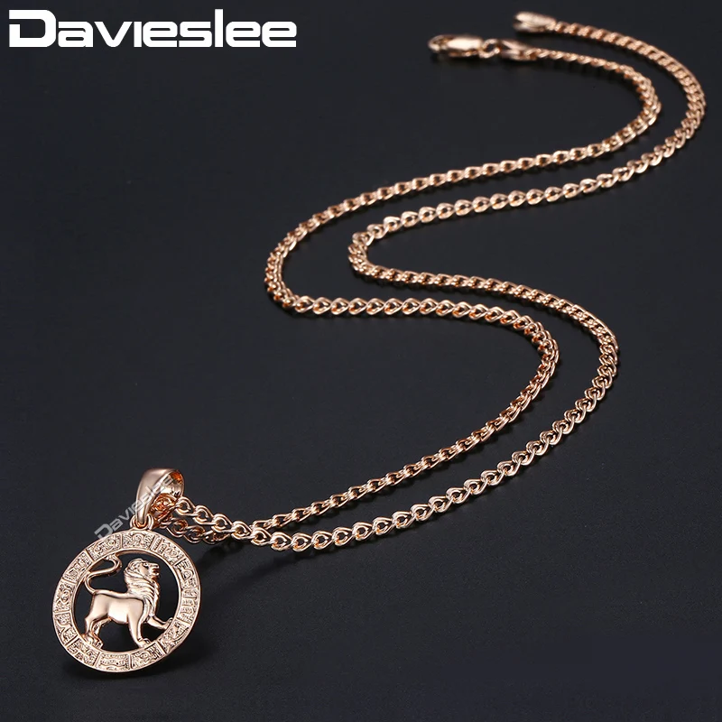 Davieslee женский знак Leo зодиака кулон Золотое созвездие ожерелья для женщин