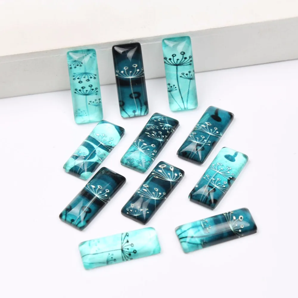 20 шт. квадратный стеклянный кабошон 10 х25 мм|rectangle glass cabochon|glass cabochonglass cameos |
