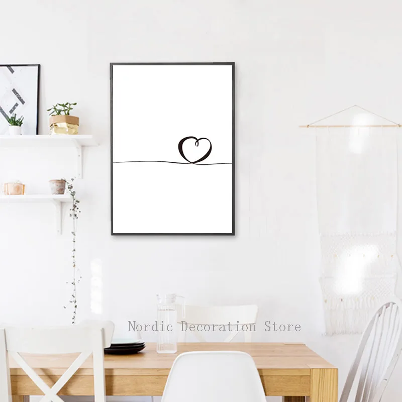 Скандинавский постер черно белый холст с принтом настенные картины Love Art