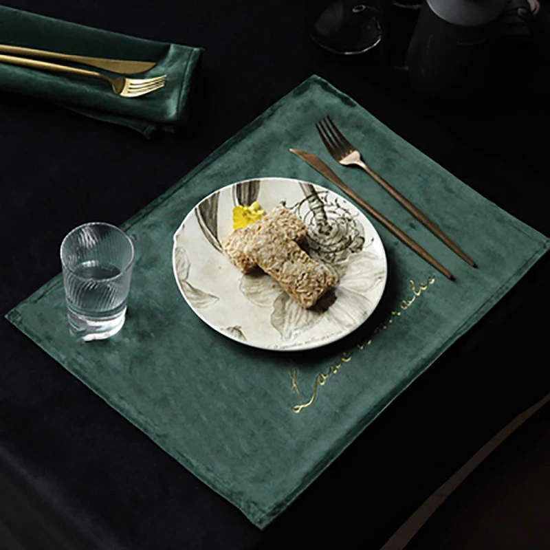 ONEUP Velvet Embroidered Placemats Modern Nordic Style Western Table Mat Home Food Tablecloth Insulation Anti-scalding Coasters | Дом и сад