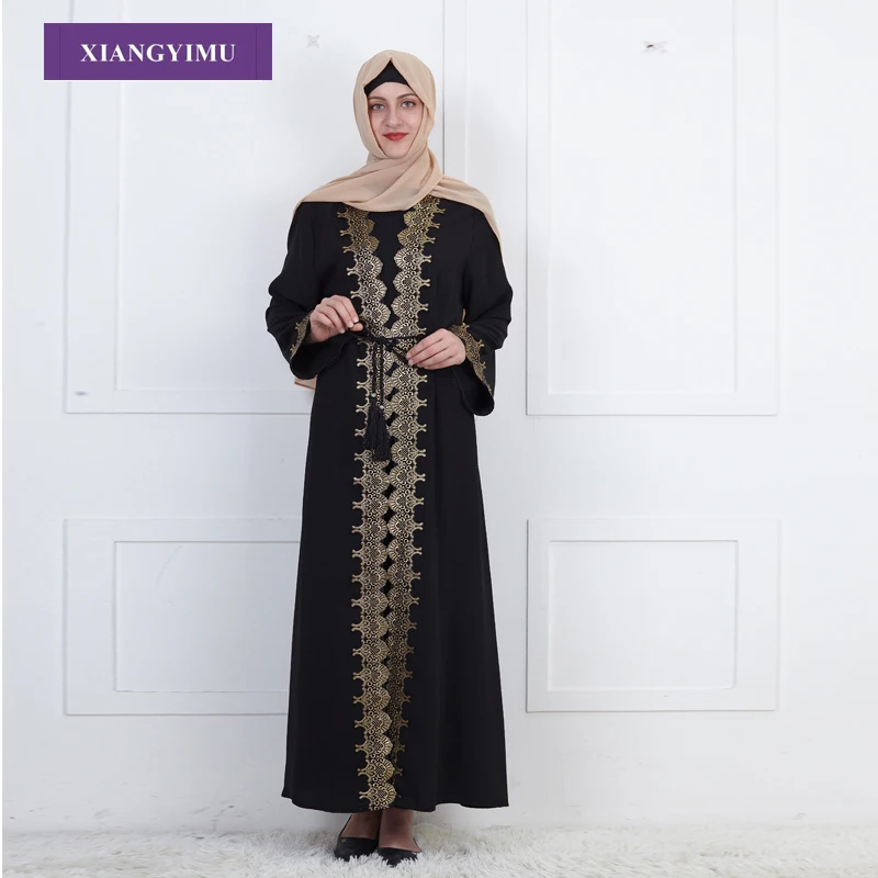 F812 мусульманская абайя модное вышитое платье Nida кардиган халат Jubah от производителя