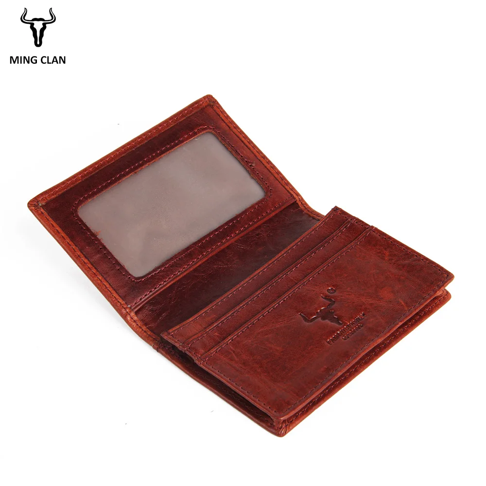 

Mingclan Genuine Leather Slim Leather ID Credit Card Holder Bifold Pocket Small Minilist Wallets Travel Business Card Holder