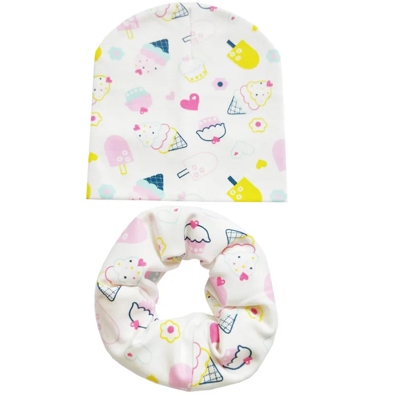 hat scarf set cake Детская шапка, Осень-зима, детский хлопковый шарф воротничок, шапки для маленьких мальчиков, шапки для девочек, шапка для новорожденных, аксессуары для одежды - Цвет: hat scarf set cake