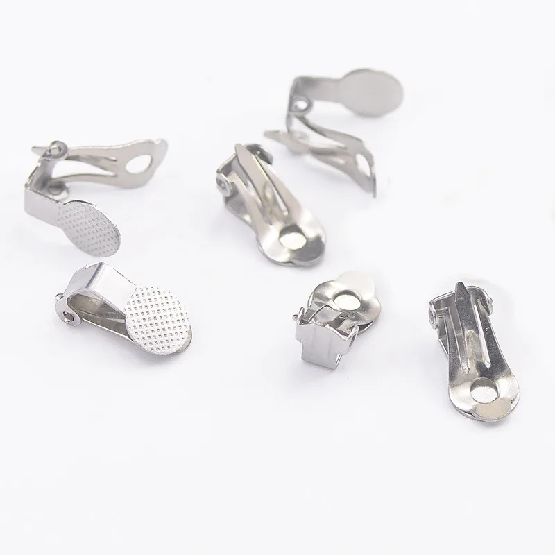 Женские серьги Клипсы из нержавеющей стали с плоской основой 10 шт.|for jewelry making|for