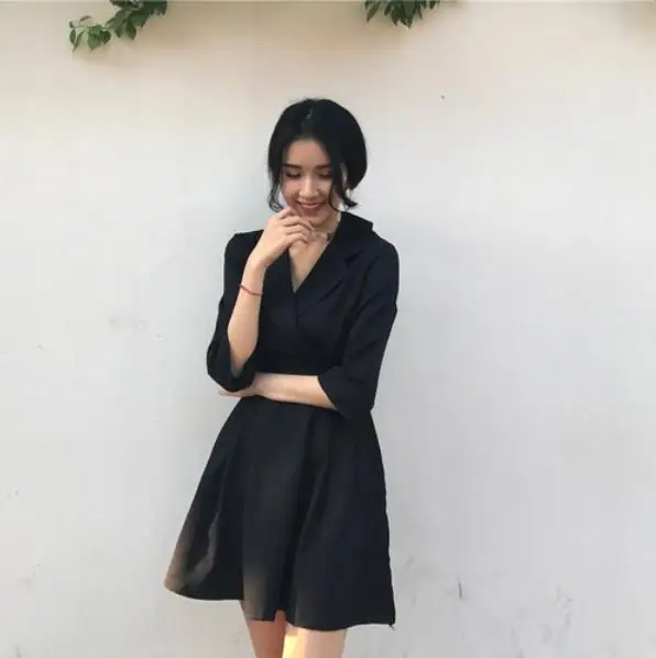 Винтажное платье рубашка летнее новое с коротким рукавом v образным вырезом vestidos