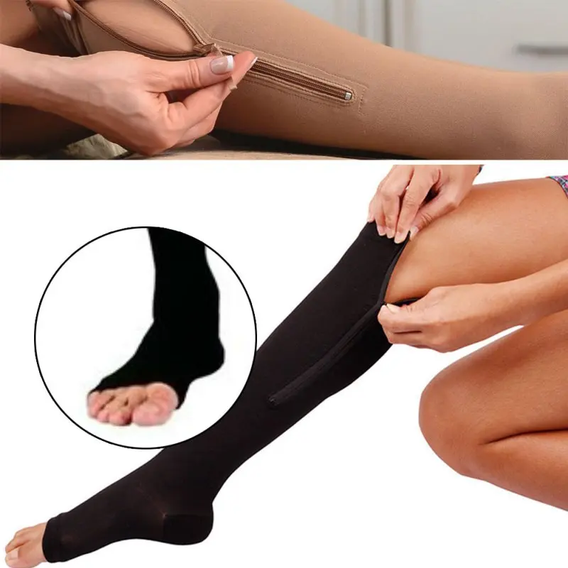 Лидер продаж компрессионные чулки до колена на молнии с застежкой молнией Sox