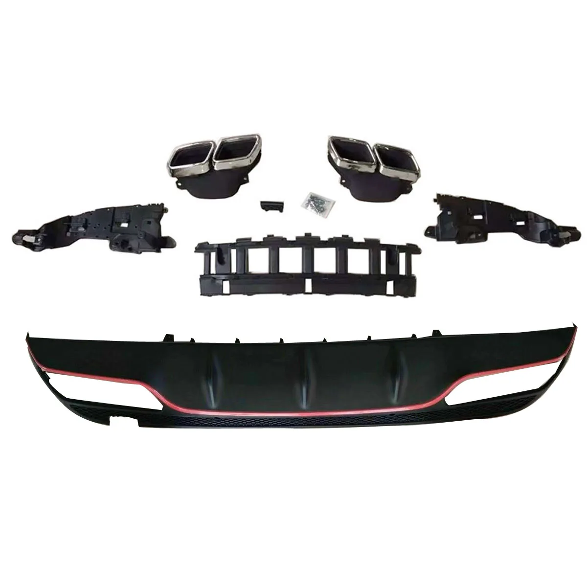 Красный Autoleader 1 комплект черный/красный/серебристый ABS задний бампер диффузор наконечники глушителя спойлер СЕДАН бампер Защита для Benz c-класс W205 - Цвет: Красный