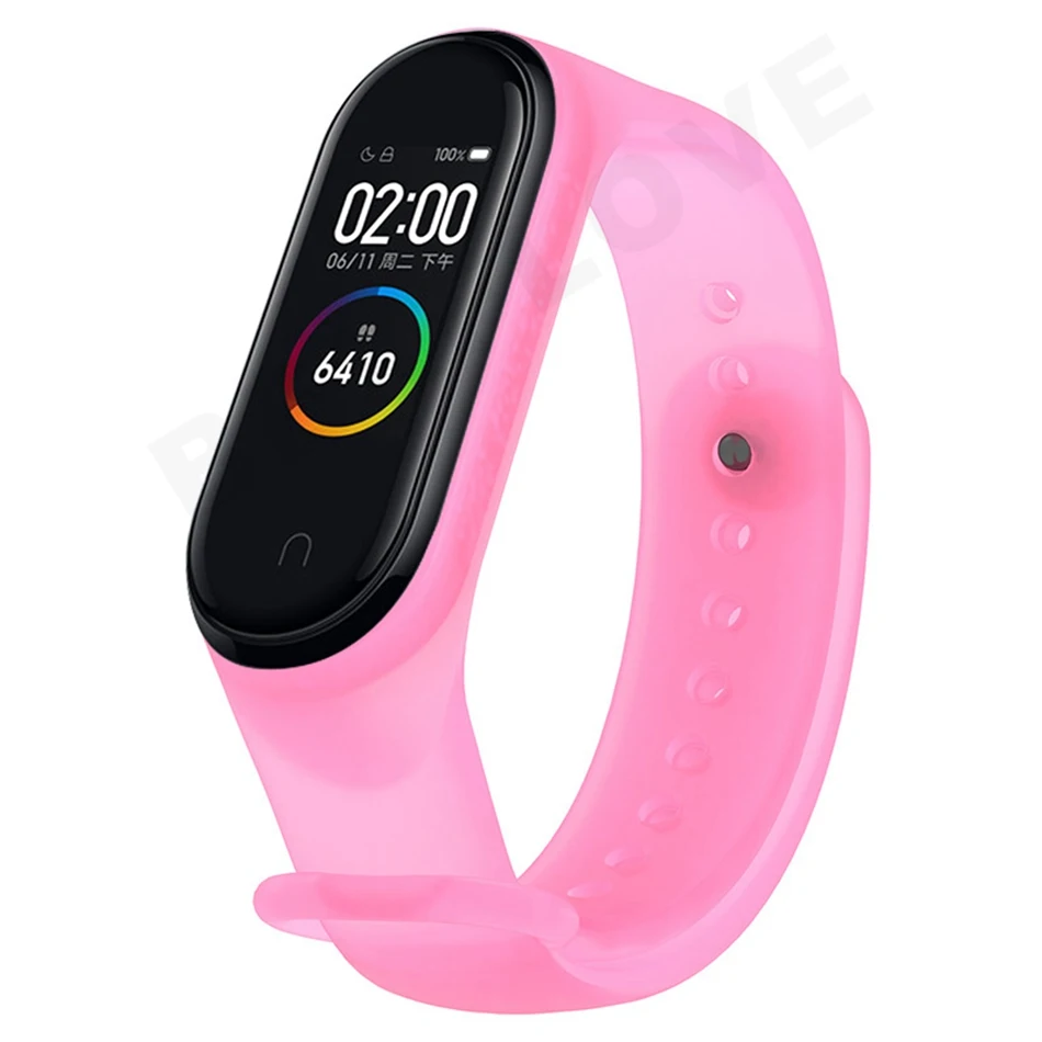 Clear Pink Clear mi Band 4 3 ремешок на запястье для Xiaomi mi Band 3 4 Браслет Силиконовый mi band 3 4 NFC аксессуары Smart mi band 4 Correa - Цвет: Clear Pink