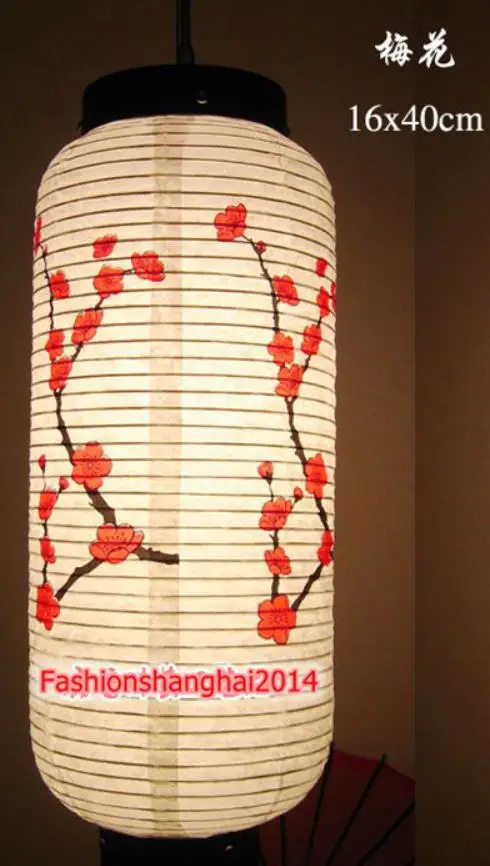 16x40cm A Новогодний бумажный фонарь, Японский Корейский китайский бамбуковый цветок сливы вишни, длинная кухня, украшение ресторана - Цвет: 16x40cm A