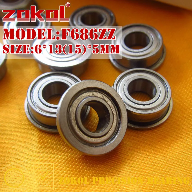 ZOKOL F686 ZZ подшипник F686ZZ фланцевый с глубоким желобом шариковый 6*13(15)* 5 мм