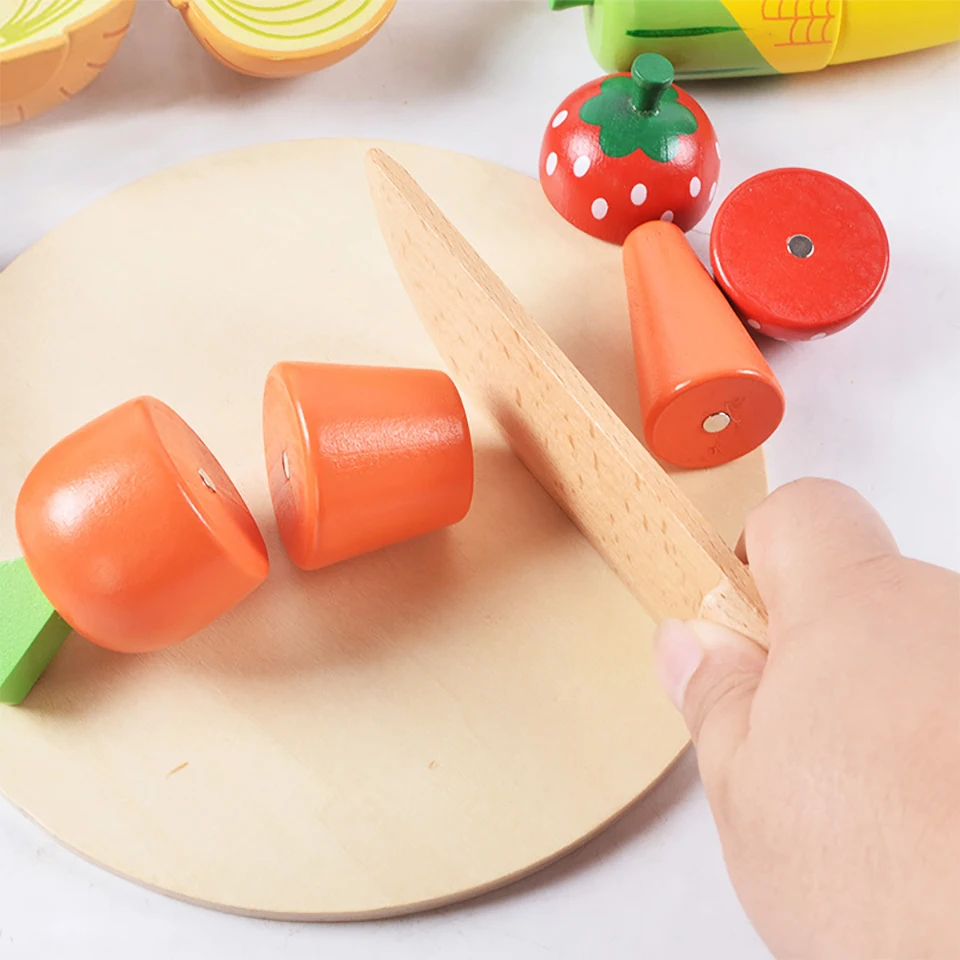 Игровой дом кухонные игрушки фрукты и овощи Магнитный вырезанный Безопасный