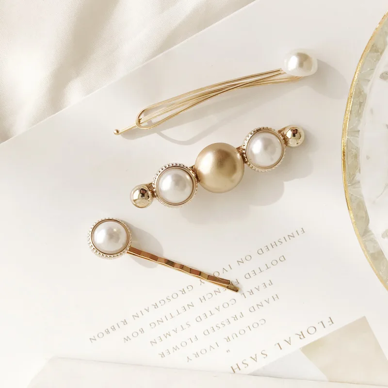 4 шт./компл. Женская металлическая жемчужная мраморная заколка для волос