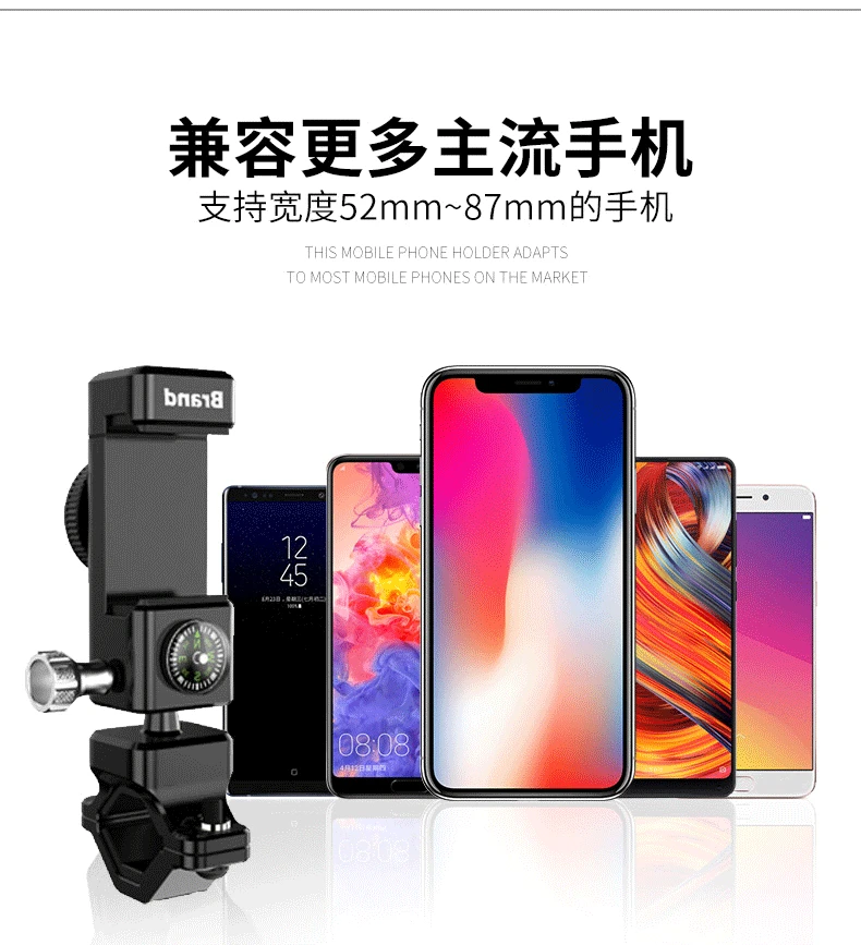 

Bike AccessoriesBicycle Mobile Cell Phone Holder with LED Light Compass Universal Holder Bike Handlebar Clip Stand Mount Bracket