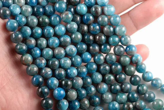 8MM Connoisseur Blue Apatite Gemstone Round Loose Beads 7.5 inch Half Strand (90182993-117) | Украшения и аксессуары