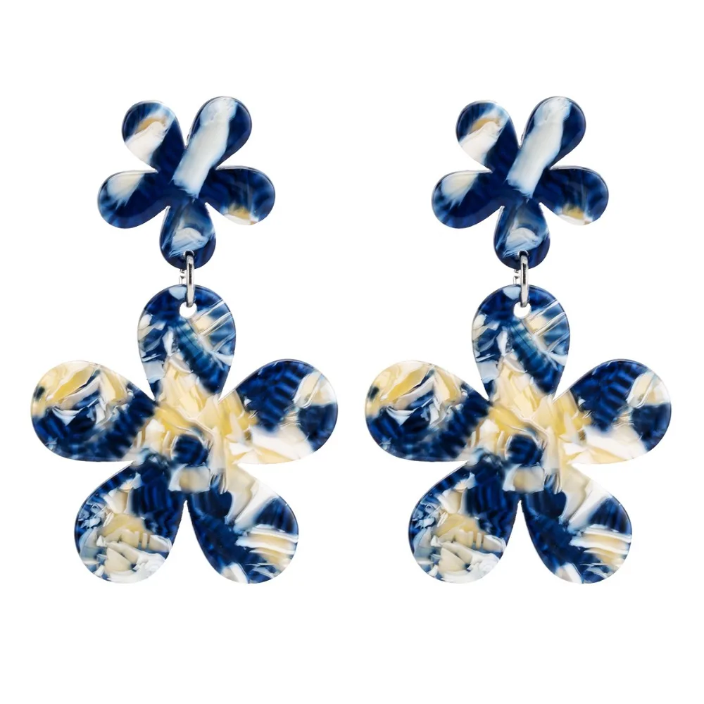 2018 модные новые резиновые акриловые серьги в виде цветка для женщин Винтажные