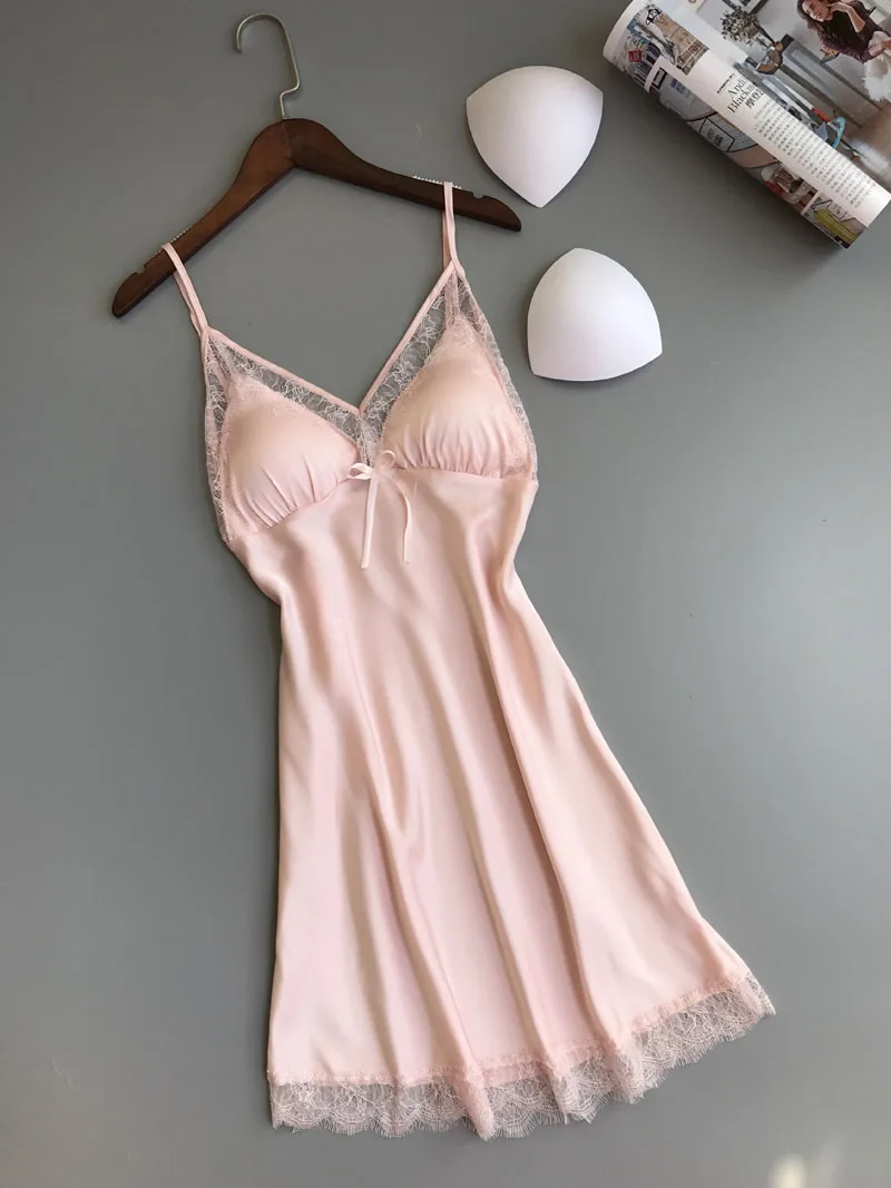 Fiklyc/брендовые сексуальные ночные рубашки и ночные рубашки для молодых девушек, модная кружевная атласная ночная рубашка, мини-Пижама с подкладкой, летняя Горячая Распродажа