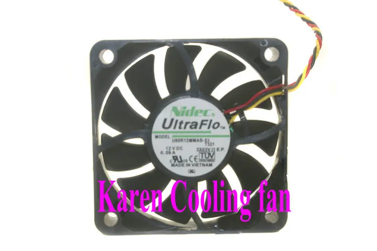 

Nidec 6cm U60R12MMAB-53 6015 12v0.09a silent cooling fan hydraulic bearing