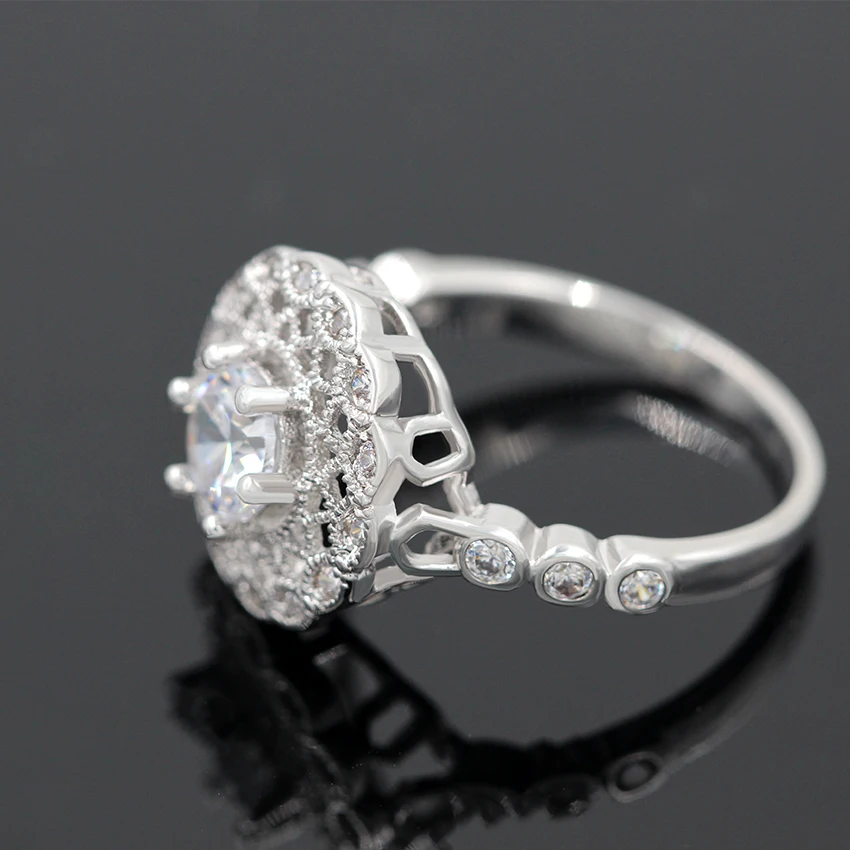 Скидка 5% uloveido серебро Цветные кольца для Для женщин Обручение кольцо большой