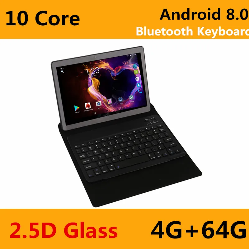 64G BTH keyboard 4G Free shipping Android Tablet PC Tab Pad 10 Inch IPS 10 Core 4GB RAM 64GB ROM Dual SIM Card LTD Phone Call 10.1" Tablets - Комплект: 64G BTH keyboard 4G