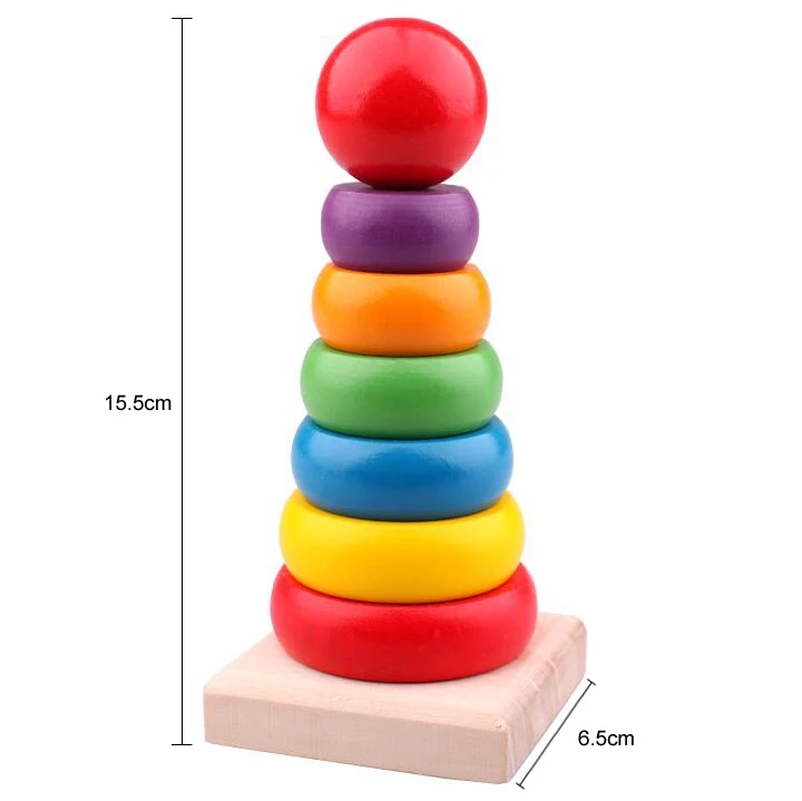 Rainbow color Радуга укладки кольцо башня Stapelring блоки Детские Монтессори игрушки раннее образование учебные принадлежности дерево Малыш игрушка GYH - Цвет: Rainbow color