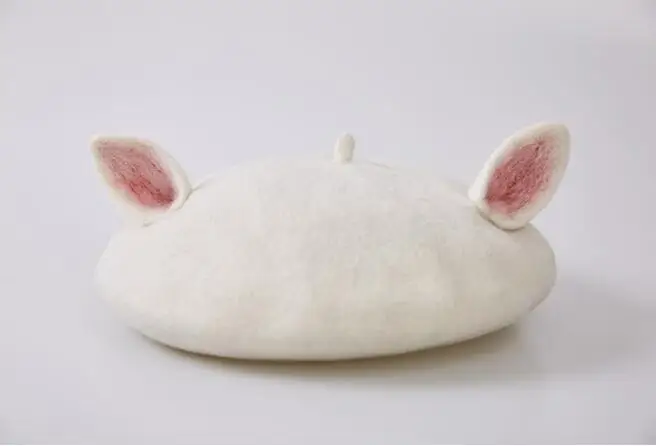 100% женский беретик ручной работы шапка с кошачьими ушками красивая