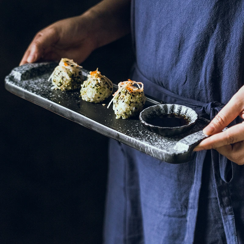 Креативная тарелка для японской кухни прямоугольная керамическая обеденная