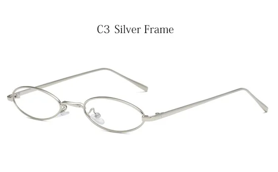 C3 Silver Frame Маленькие овальные солнцезащитные очки для женщин, Ретро стиль, металлическая оправа, очки, модные, маленький размер, красные, желтые, прозрачные линзы, солнцезащитные очки,, новинка, UV400 - Цвет линз: C3 Silver Frame