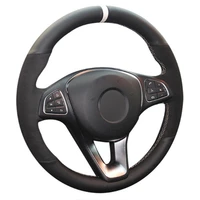 diy sewing on pu leather steering wheel cover exact fit for benz b200 c180 c200 c260 c300