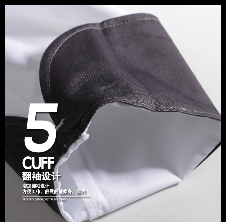 new arrival spring quality long sleeve white black restaurant kitchen work clothes chef cloth and cook uniform for man