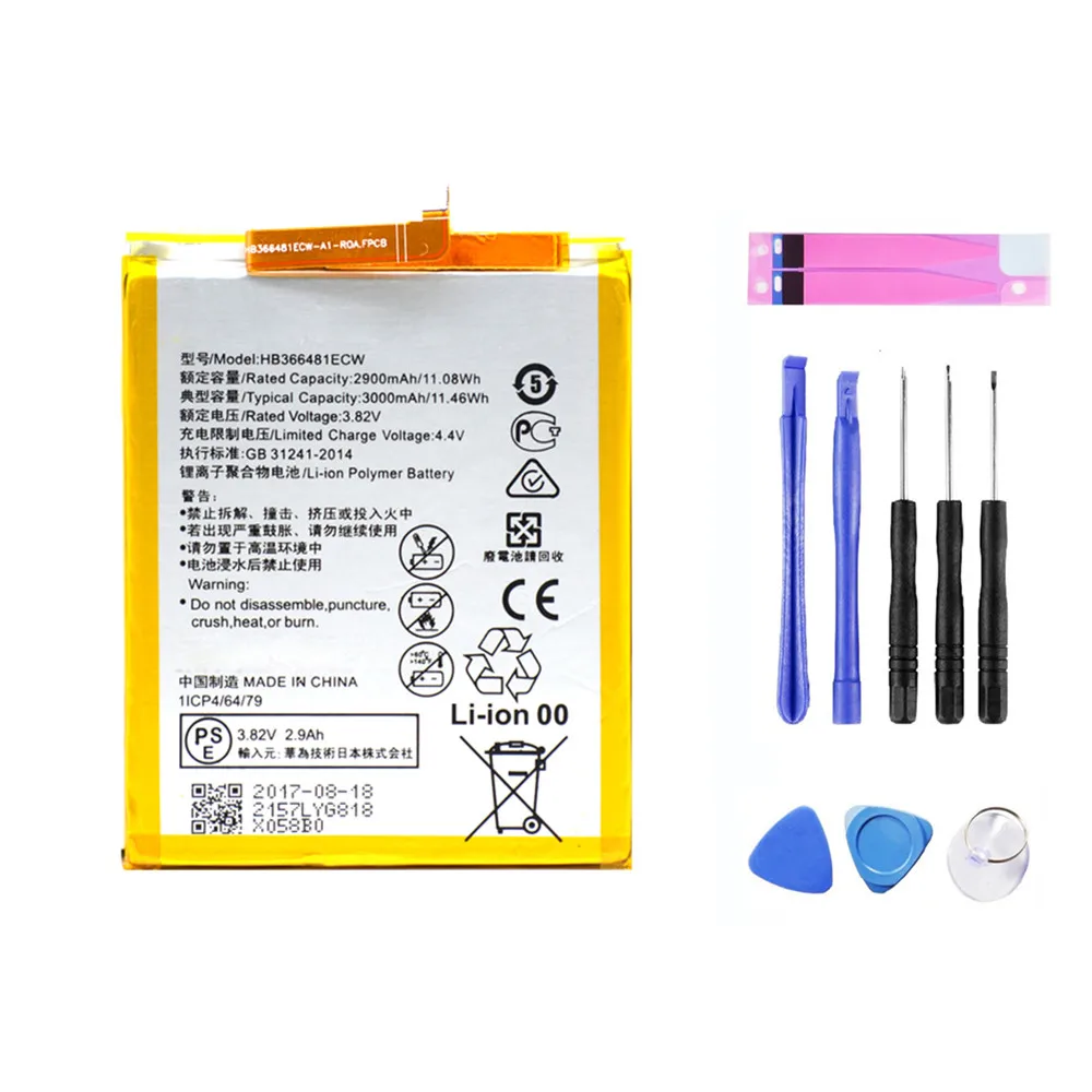 Сменный аккумулятор HB366481ECW OEM для Huawei ascend p9 Lite Honor 8 3000 мАч 3 в + Бесплатные