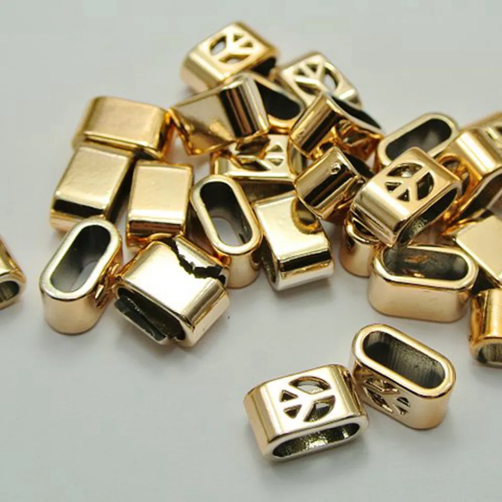

50 Gold Tone Metallic Acrylic Peace Sign Slider Charms Fit 10X4mm