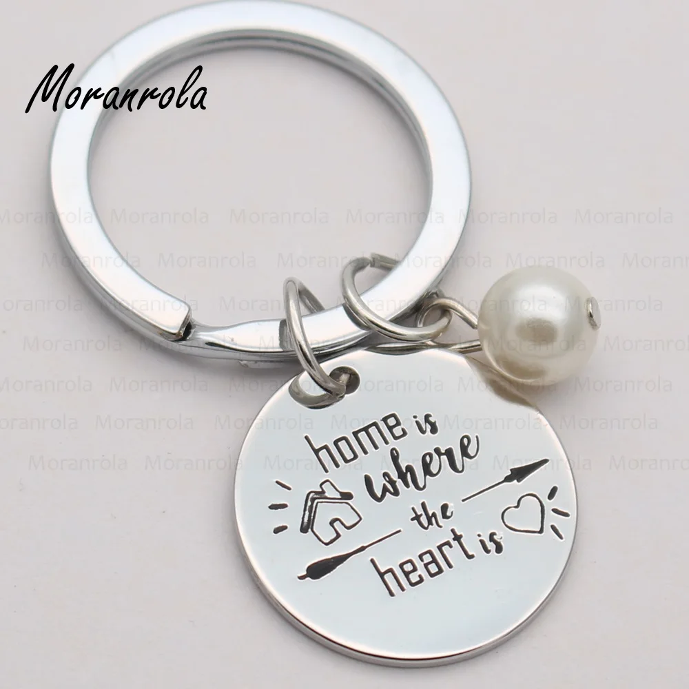 new arrive &quotHome is Where the Heart Is&quot necklace keychain charm Birthday Gift for her Graduation Hand Stamped jewelry | Украшения и