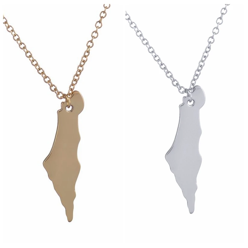 

New Fashion Israel Map Necklace Long Chain Map Pendants Necklaces for Women Girls Birthday and Party Jewelry Gifts -N195