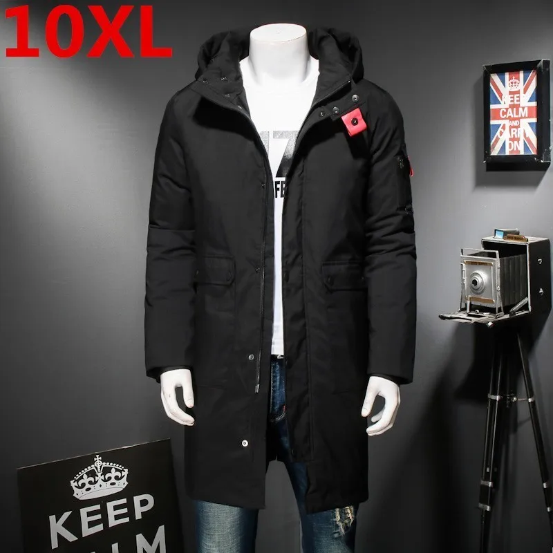 10XL 9XL 8XL Высококачественная зимняя мужская длинная куртка Изысканный карман на руку Мужская однотонная парка теплые манжеты дизайн дышащая ткань куртка