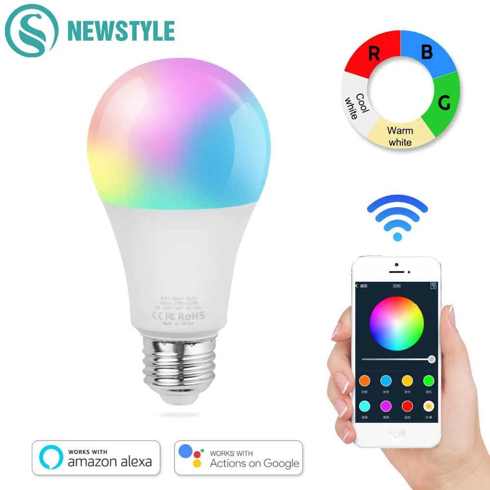 9 Вт умный светодиодный светильник лампа Wi Fi управление телефоном RGB цвет