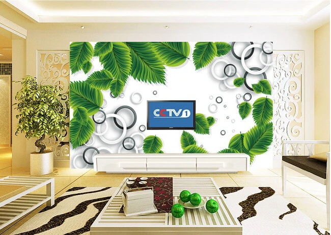 Пользовательские 3D обои круг зеленых листьев росписи для гостиной спальни ТВ фон