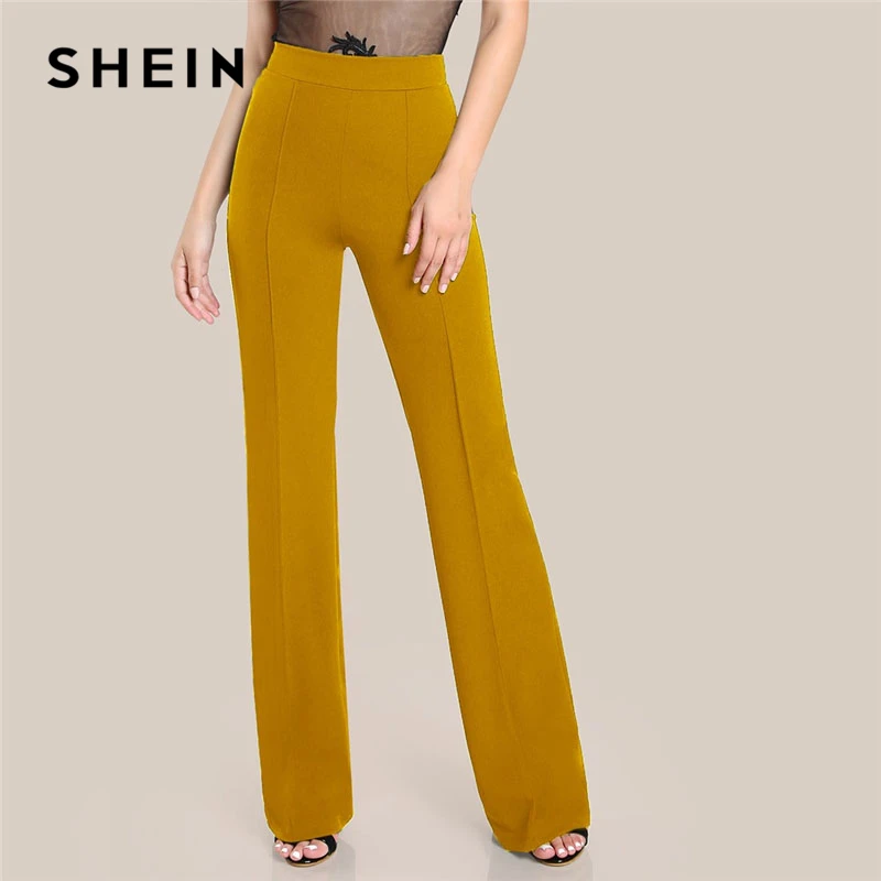 SHEIN Однотонные Широкие Прямые Брюки Офисные Стильные Брюки