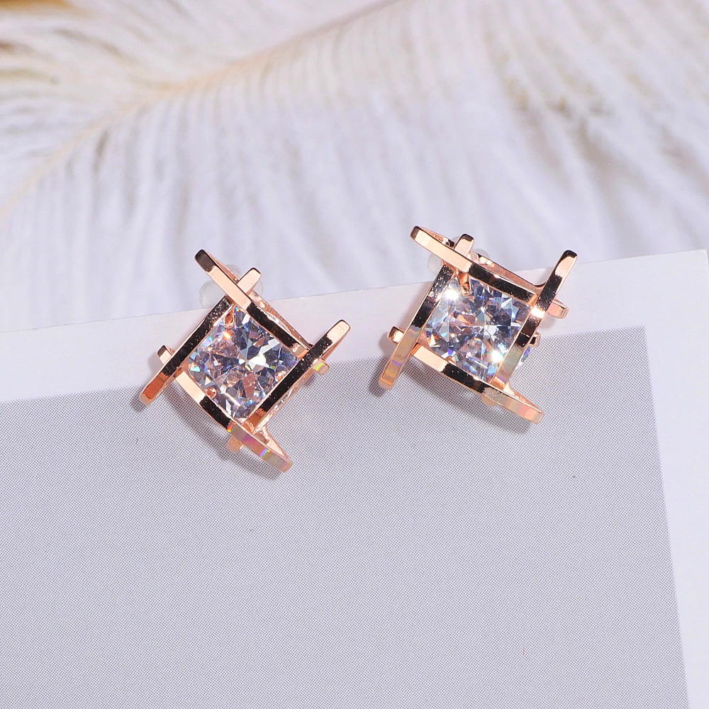 Новые модные геометрические серьги Brincos элегантные квадратные циркониевые