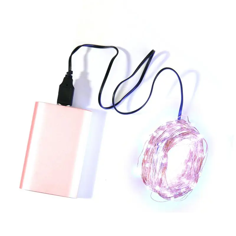 Cool Light 50 светодио дный 5 м Медный Серебряный провод светодио дный светодиодные гирлянды водостойкое праздничное освещение для сказочного дерева Свадебная вечеринка украшения USB интерфейс - Цвет: Cool Light