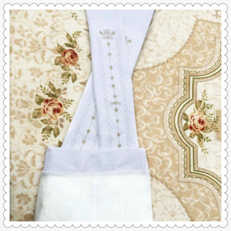 White Golden Готические теплые милые бархатные колготки Леггинсы женские винтажные Лолита обтягивающие брюки с золотистым металлическим принтом Викторианский стиль для девушек - Цвет: White Golden