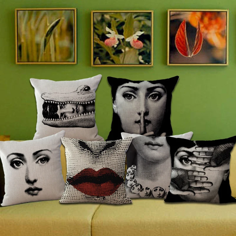 Винтаж rosenthal Piero fornasetti Подушка Чехол Красота уход за кожей лица с принтом хлопковая льняная подушка покрытие автомобиля офис диван-Подушка Чехол домашнего декора
