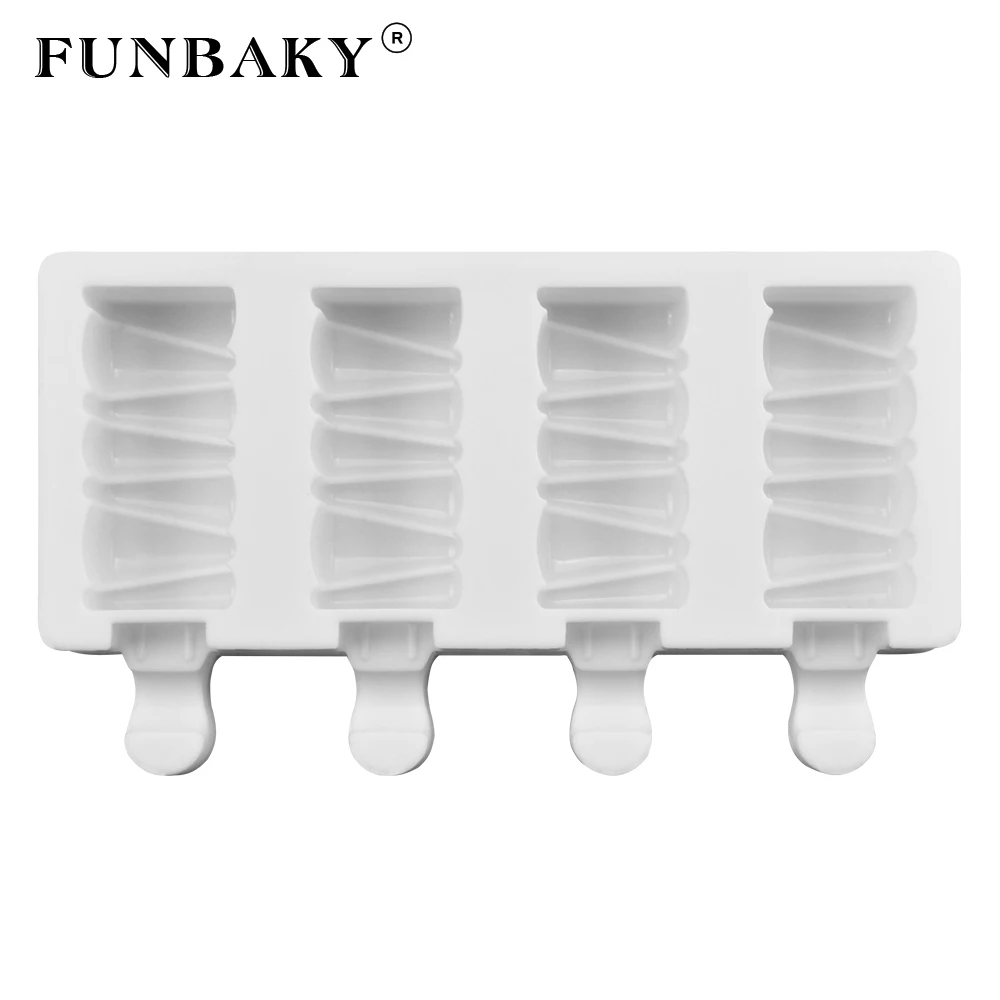 FUNBAKY 4 полости 3D силиконовая форма для мороженого формы с палочками|Мороженицы| |