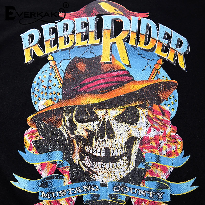 Футболка с принтом Everkaki Rebel Rider, женский топ в стиле бохо, хлопковая черная Винтажная летняя футболка в богемном стиле, женские топы, новинка весны