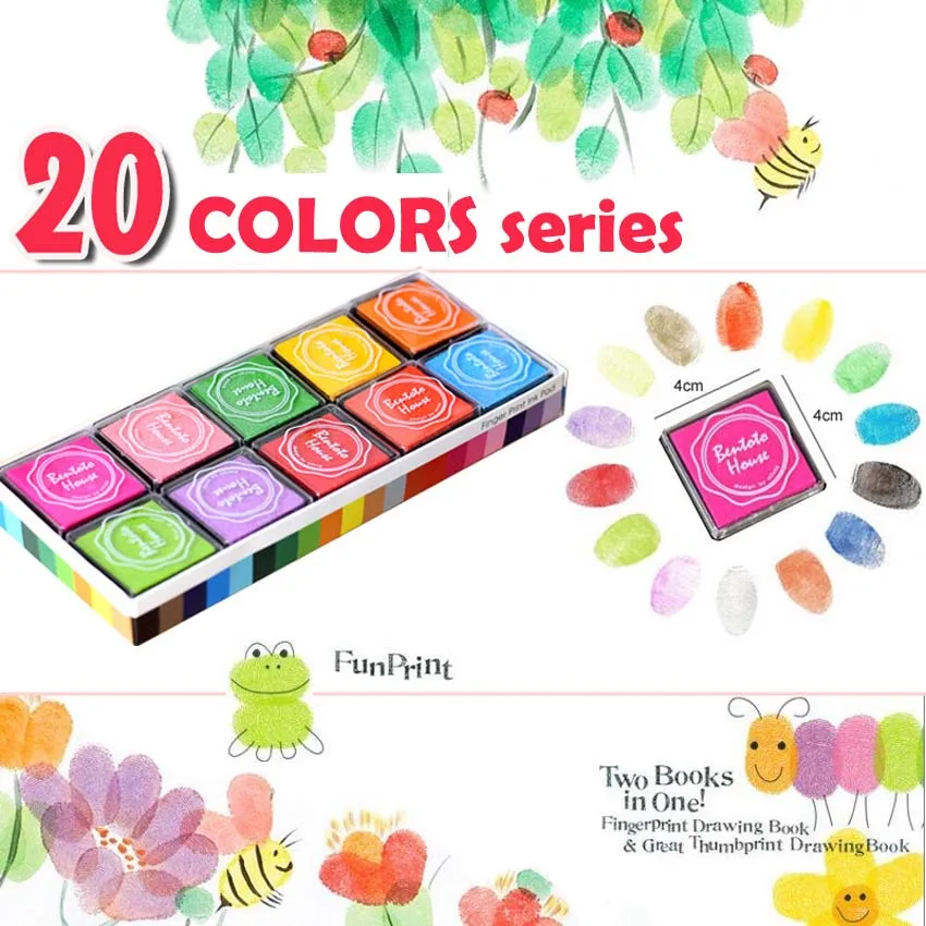 20 Mixed Color 20 шт красочные DIY ремесло палец Печать чернильный коврик резиновые штампы чернильные подушечки и подушечки игрушки детские игры аксессуары - Цвет: 20 Mixed Color