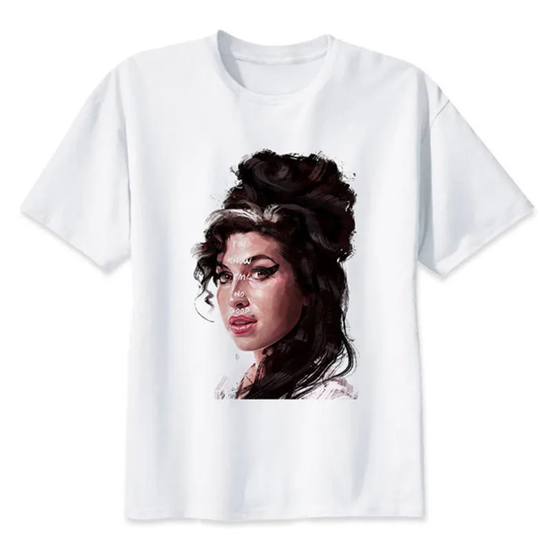 Мужская футболка amy winehouse белая Повседневная с принтом удобные футболки для