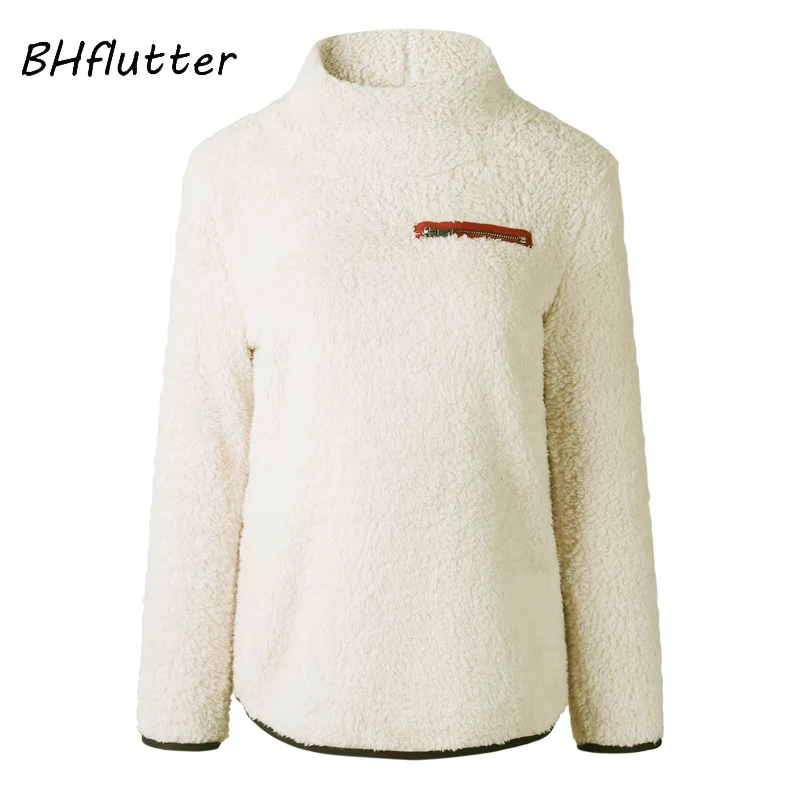 2020 свитер от BHflutter с высоким воротником Женский флисовый Повседневный пуловер