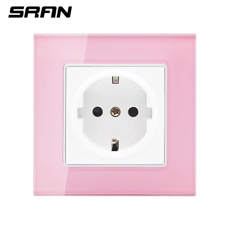 Pink SRAN 16AEU стандартная розетка питания розовый/белый/светильник зеленый/девочка украшение дома настенная розетка - Тип: Pink
