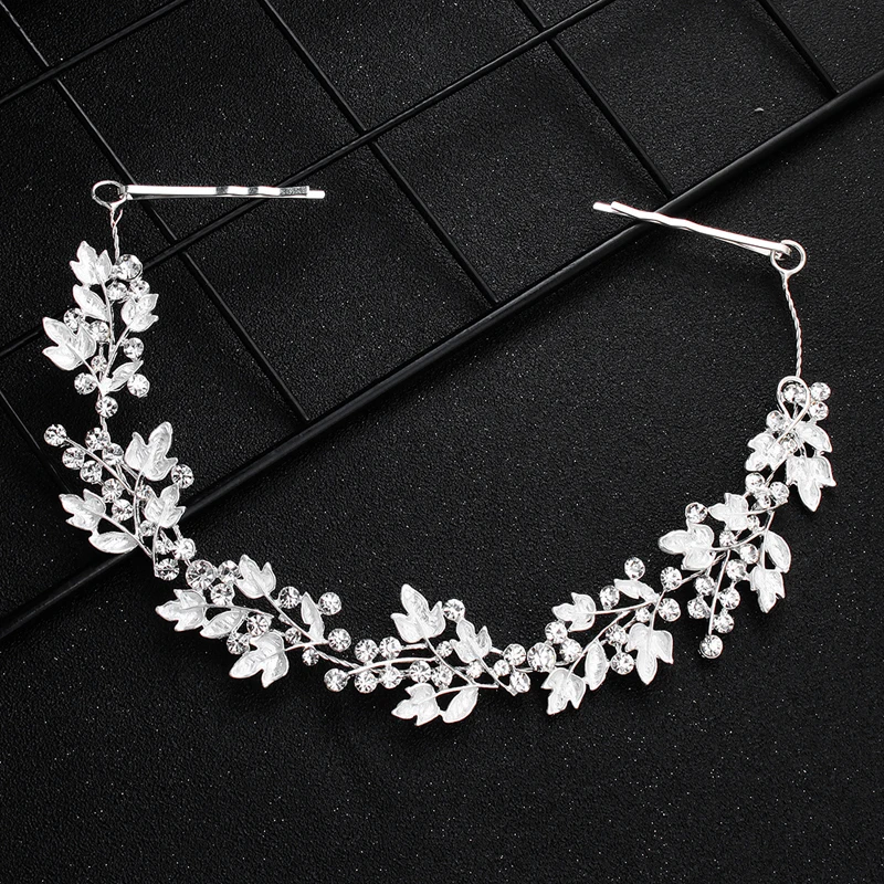 Трендовая Женская головная повязка с листьями сплав стразы выпускной свадебный