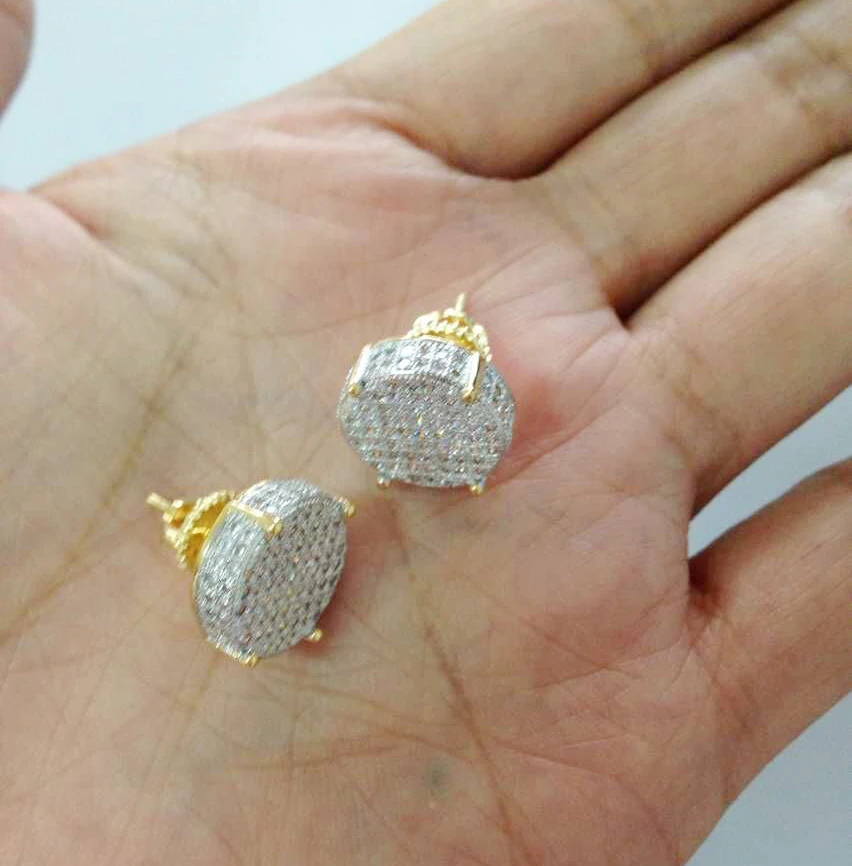 Высокое качество 14 мм круглый микро проложить кубического циркония родий/золото